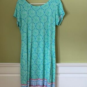 Hatley Short Sleeve Nellie t-shirt Dress L Biscayne Green Viscose/Spandex blend